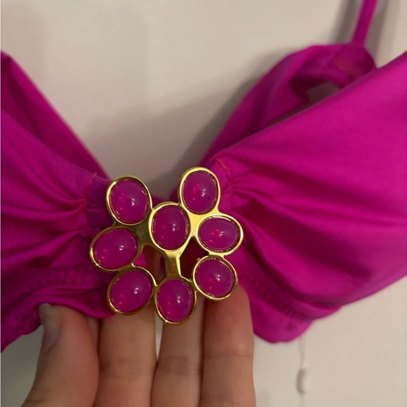 NWT Trina Turk Orchard Bikini Top Medallion Removable Pads Tie Back Size 6 - Picture 2 of 8